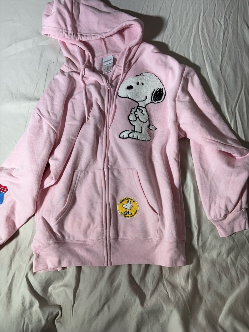 Peanuts Light Pink Snoopy Zip Hoodie for women